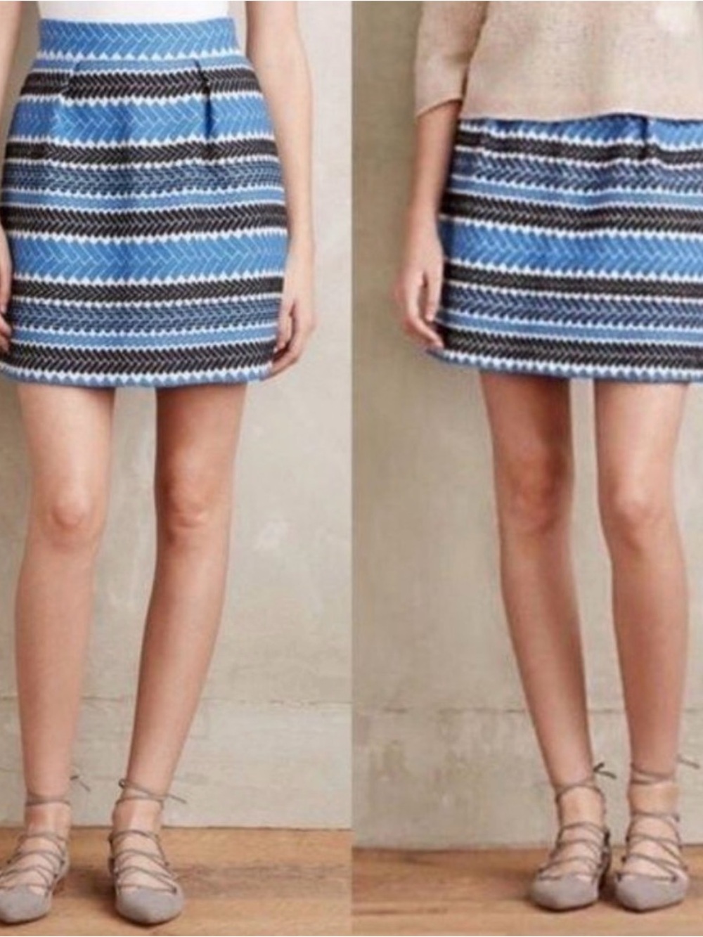 Anthropologie Nomad by Morgan Carper Striped woven Jacquard Mini skirt size Xl
